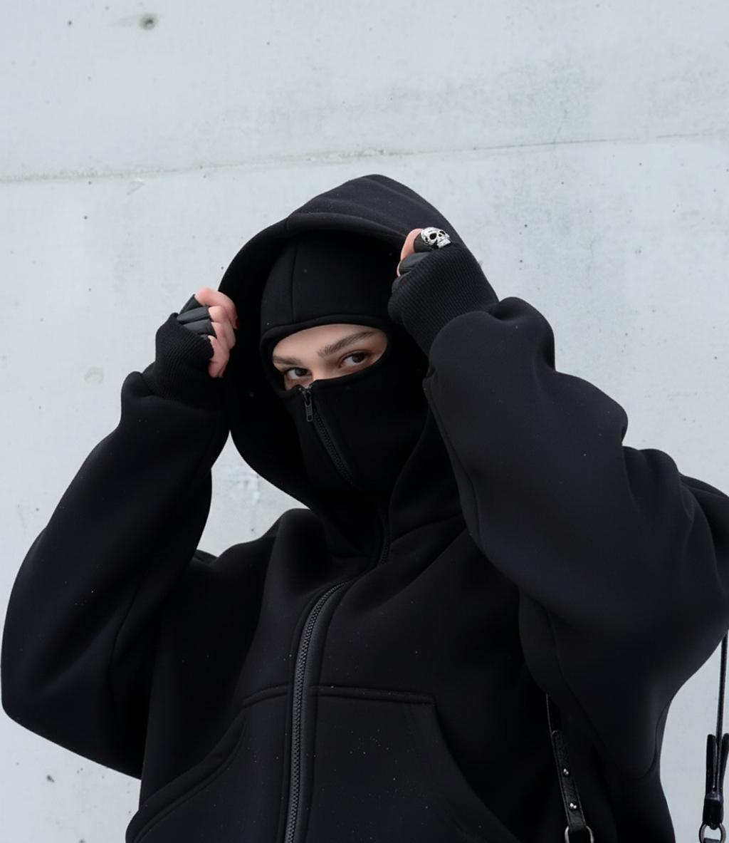 Vaulted Mask-Zip Hoodie