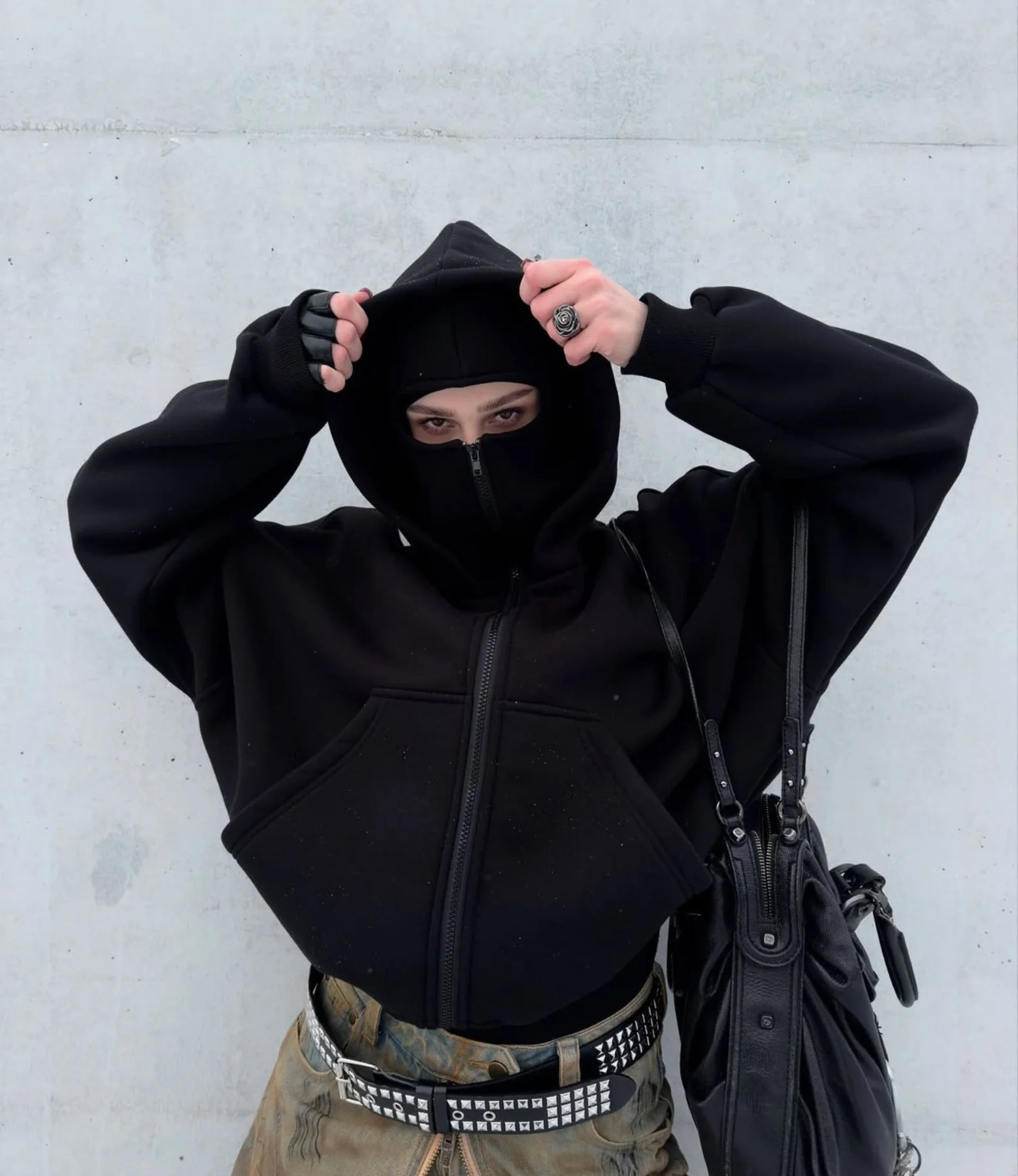 Vaulted Mask-Zip Hoodie